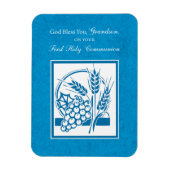 孫の最初のコミュニオンブルー、小麦、ブドウ マグネット (縦)