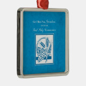 孫の最初のコミュニオンブルー、小麦、ブドウ メタルオーナメント (右)