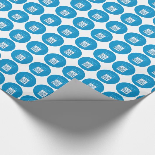 孫の最初のコミュニオンブルー、小麦、ブドウ ラッピングペーパー (角)