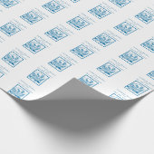 孫の最初のコミュニオンブルー、小麦、ブドウ ラッピングペーパー (角)