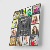 孫の笑い引用文12フォトグレーウッド スクエア壁時計 (傾斜)