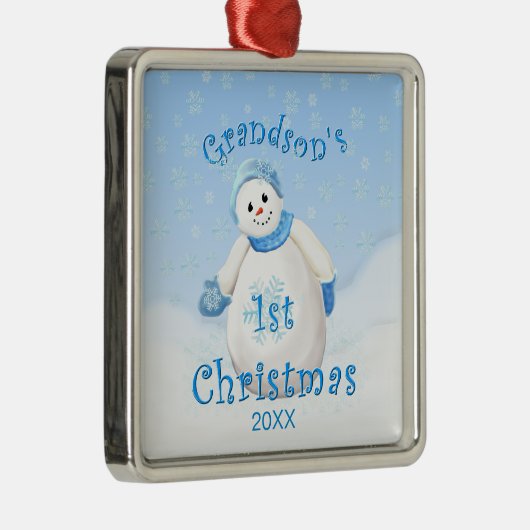 孫の第1回クリスマス雪だるまオーナメント メタルオーナメント (右)
