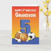 孫の第5回誕生日スポーツボール カード (黄色い花)