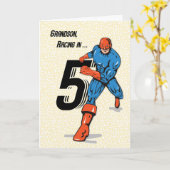 孫の第5誕生日のスーパーヒーロー カード (黄色い花)