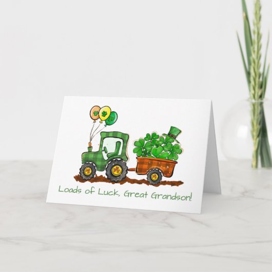 孫の素晴らしSt patricks dayトラクターが運をロード カード (正面)