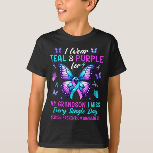 孫の自殺予防のためのテイル&パープル Tシャツ (正面)