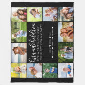 孫の詩12フォトコラージブラック フリースブランケット (正面)