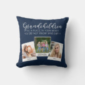 孫の詩3 Photo Collage Navy Blue クッション (正面)