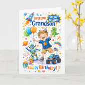 孫の誕生日おめでとう スーパースター カード (黄色い花)