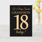 孫の誕生日のための黒の第18金ゴールド効果 カード (黄色い花)