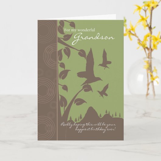 孫の誕生日カード – 誕生日のグリーティングカード カード (黄色い花)