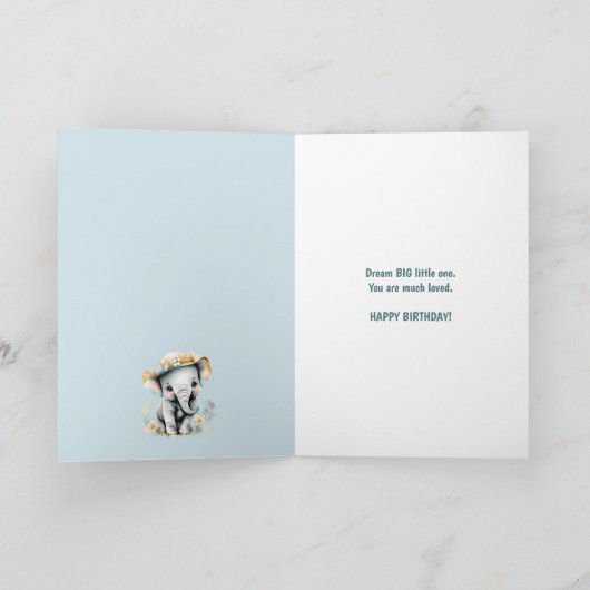 孫の誕生日メッセージかわいいエレファントサファリ カード (内部)