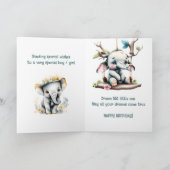 孫の誕生日メッセージエレファントサファリジャングル カード (内部)