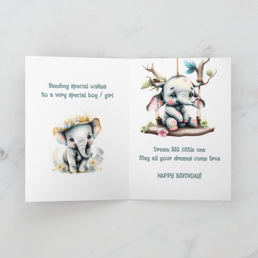 孫の誕生日メッセージエレファントサファリジャングル カード (内部)