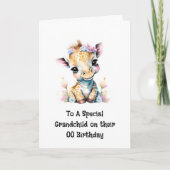 孫の誕生日メッセージgiraffe safari jungle カード (正面)