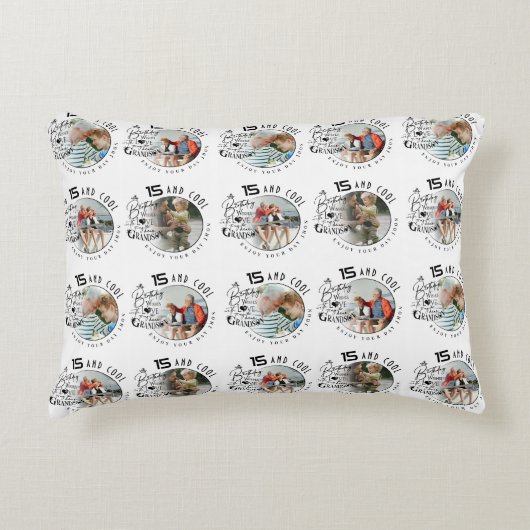 孫の誕生日 カスタム フォト ミニマリスト アクセントクッション (正面)