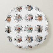 孫の誕生日 カスタム フォト ミニマリスト ラウンドクッション (裏面)