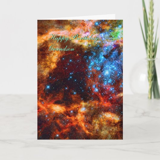 孫の誕生日、星雲誕生日の願い カード (正面)