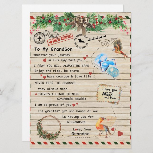 孫の贈り物に、孫と孫に、鳥の愛 (正面/裏面)