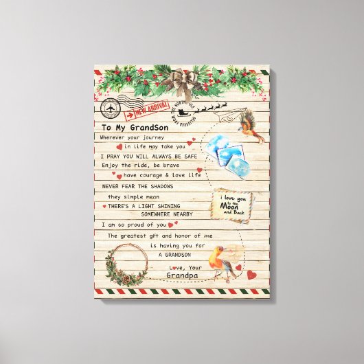 孫の贈り物に、孫と孫に、鳥の愛 キャンバスプリント (正面)