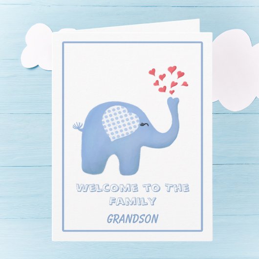 孫の赤ちゃん象へようこそ カード