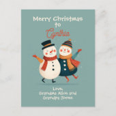 孫の雪だるま メリークリスマス ポストカード (正面)