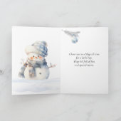 孫の青いクリスマス雪だるま シーズンカード (内部)