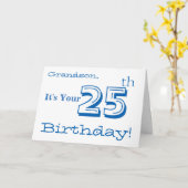 孫の青及び白いの第25誕生日の挨拶 カード (黄色い花)