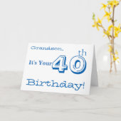 孫の青及び白いの第40誕生日の挨拶 カード (黄色い花)