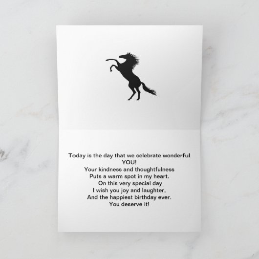 孫の馬の誕生日カード。 カード (内部)