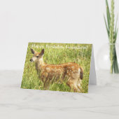 孫の鹿の子鹿の野生動物の誕生日 カード (正面)