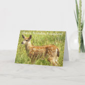 孫の鹿の子鹿の野生動物の誕生日 カード (正面)