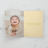 孫の3歳の誕生日 カワイイライオン 写真カード カード (内部)