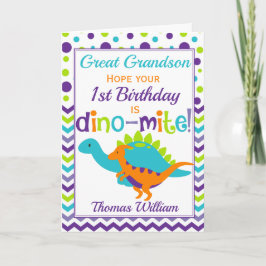 孫の1歳の誕生日恐竜のディノダニ カード