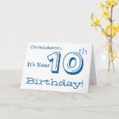 孫の10歳の誕生日の挨拶を青と白で。 カード (黄色い花)