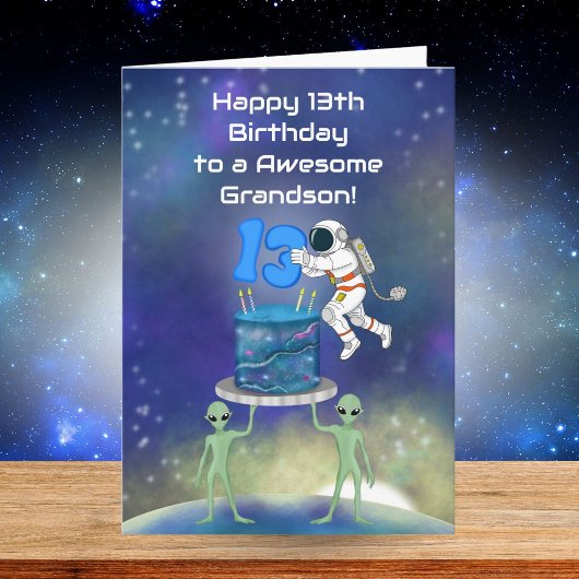 孫の13歳の誕生日おめでとう 宇宙飛行士バージョン カード
