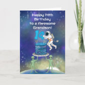 孫の14歳の誕生日おめでとう 宇宙飛行士バージョン カード (正面)