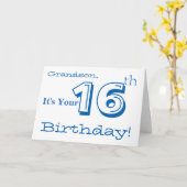 孫の16歳の誕生日の挨拶を青と白で。 カード (黄色い花)
