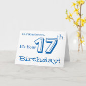 孫の17歳の誕生日の挨拶を青と白で。 カード (黄色い花)