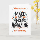 孫の17誕生日が今年を驚かせる カード (黄色い花)