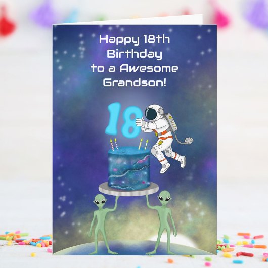 孫の18歳の誕生日おめでとう クールな宇宙飛行士 カード