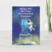 孫の18歳の誕生日おめでとう クールな宇宙飛行士 カード (正面)