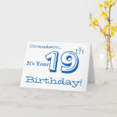 孫の19歳の誕生日の挨拶を青と白で。 カード (黄色い花)