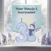 孫の3歳の誕生日 雪だるま 雪景色 3 カード