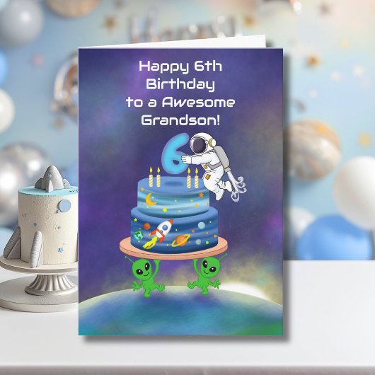 孫の6歳誕生日おめでとう！宇宙飛行士と一緒に  カード