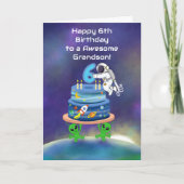 孫の6歳誕生日おめでとう！宇宙飛行士と一緒に  カード (正面)