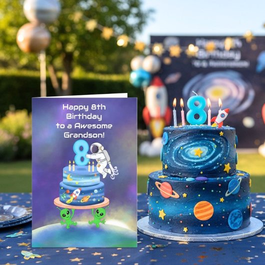 孫の8歳の誕生日おめでとう　かっこいい宇宙飛行士 カード