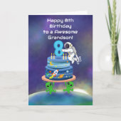 孫の8歳の誕生日おめでとう　かっこいい宇宙飛行士 カード (正面)