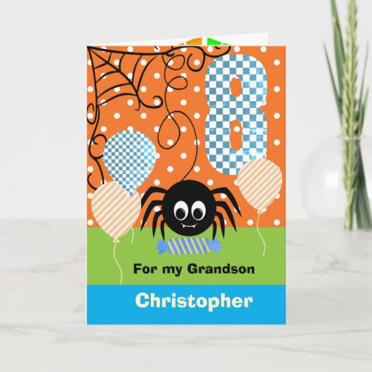 孫の8歳の誕生日ハロウィン カード (正面)