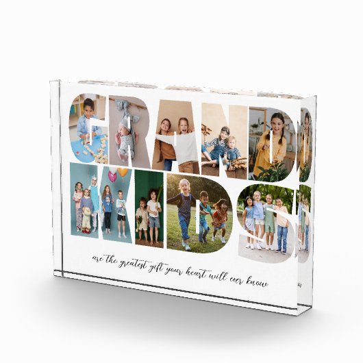孫の9枚写真コラージュ、祖父母へのプレゼント フォトブロック (右)